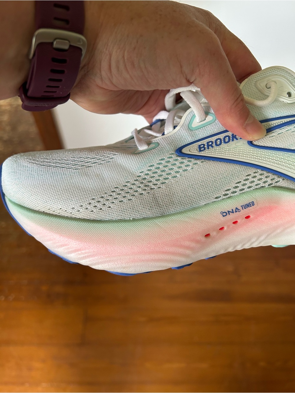 Brooks Women’s Glycerin Sneakers - Mint, White & Pastel Pink - Picture 6 of 6